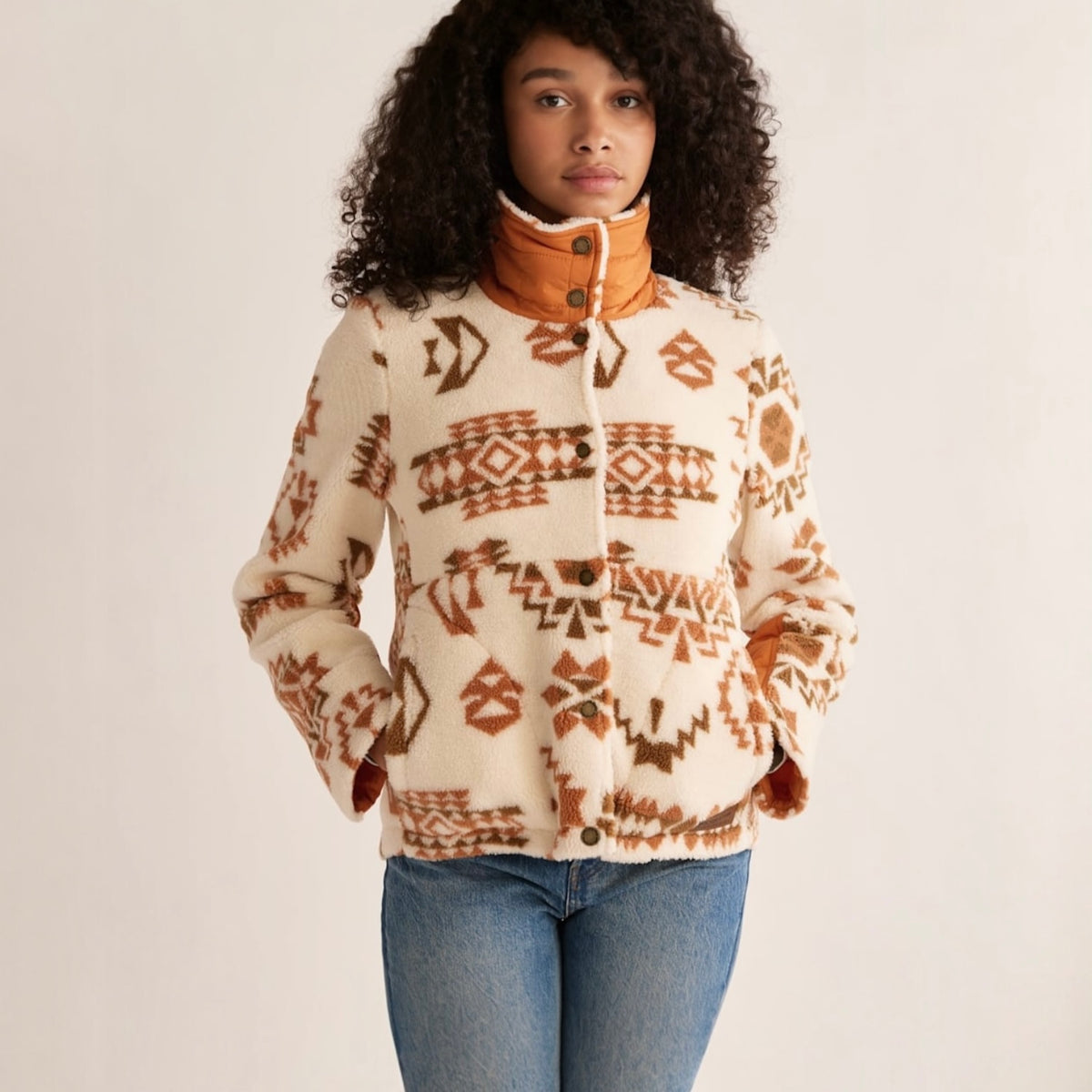 WOMEN'S HEATHER SNAP-FRONT FLEECE JACKET