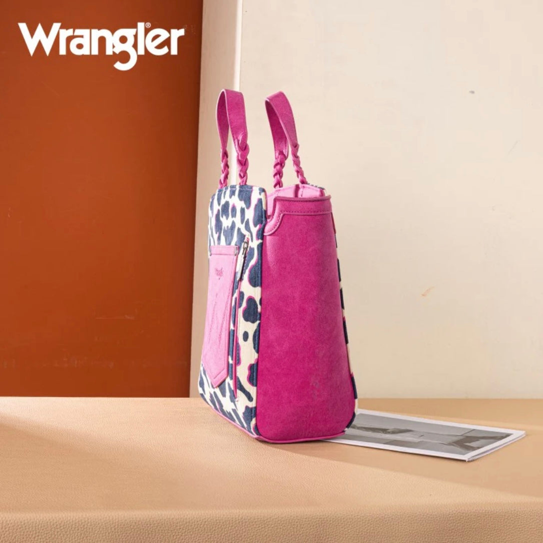 Wrangler Cow Print Concealed Carry Tote/Crossbody - Hot Pink
