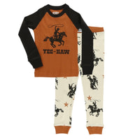 Lazy One Yee-Haw Kid's Long Sleeve Cowboy PJ Set