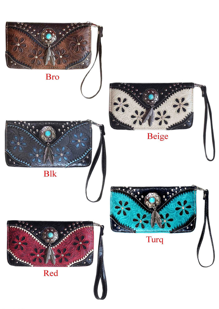 Concho Feather Decal Zip Wallet