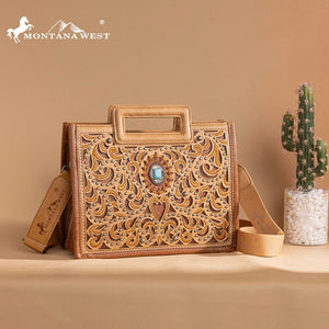 MONTANA WEST CUT-OUT EMBROIDERED TOTE BAG