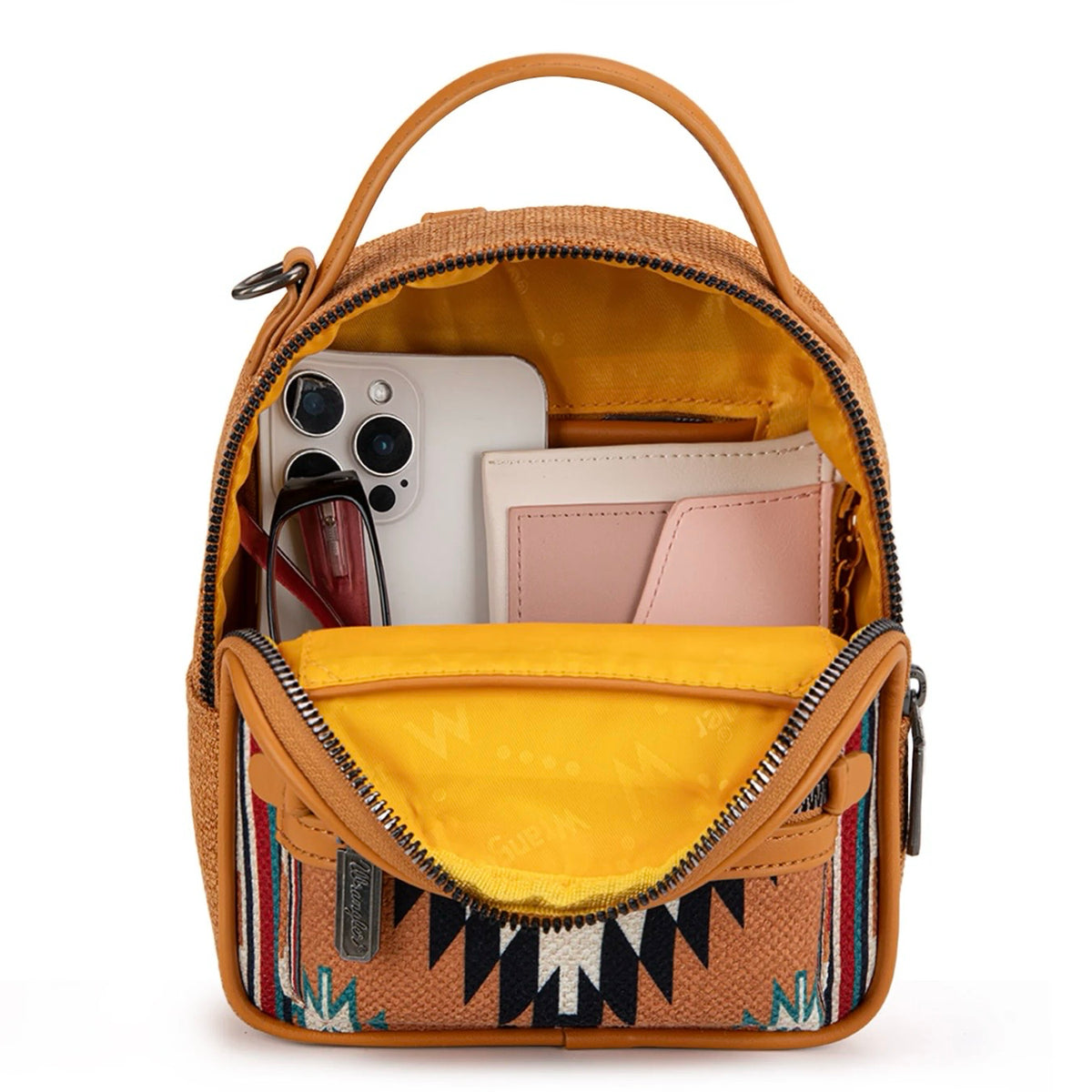 Wrangler Orange Aztec Knitted With Coin Pouch Mini Backpack