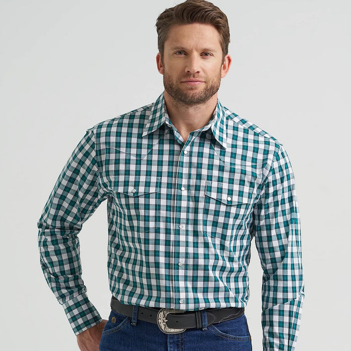 Men's Wrinkle Resist Long Sleeve Western Snap Plaid Shirt