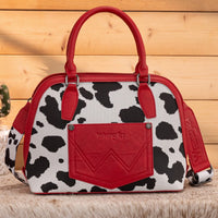 Wrangler Red Cow Print Satchel Crossbody Purse