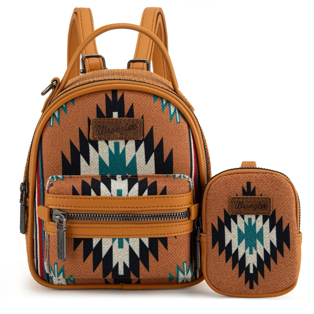 Wrangler Orange Aztec Knitted With Coin Pouch Mini Backpack