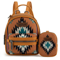 Wrangler Orange Aztec Knitted With Coin Pouch Mini Backpack