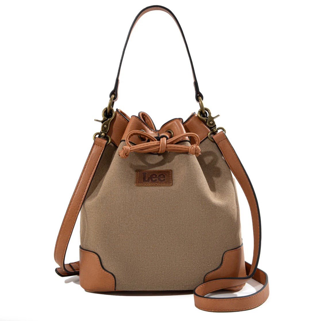 LEE Waxed Canvas Drawstring Hobo Crossbody Bag