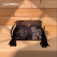 Trinity Ranch Floral Tooled Hair-On Cowhide Crossbody