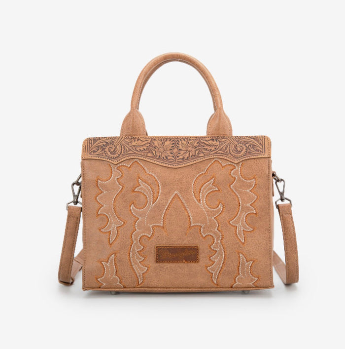 Wrangler Boot Scroll Crossbody Purse - Khaki