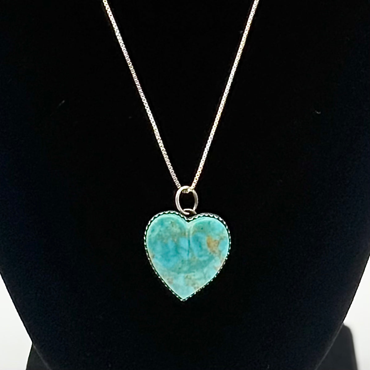 Large Sterling Silver Turquoise Heart Necklace