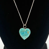 Large Sterling Silver Turquoise Heart Necklace
