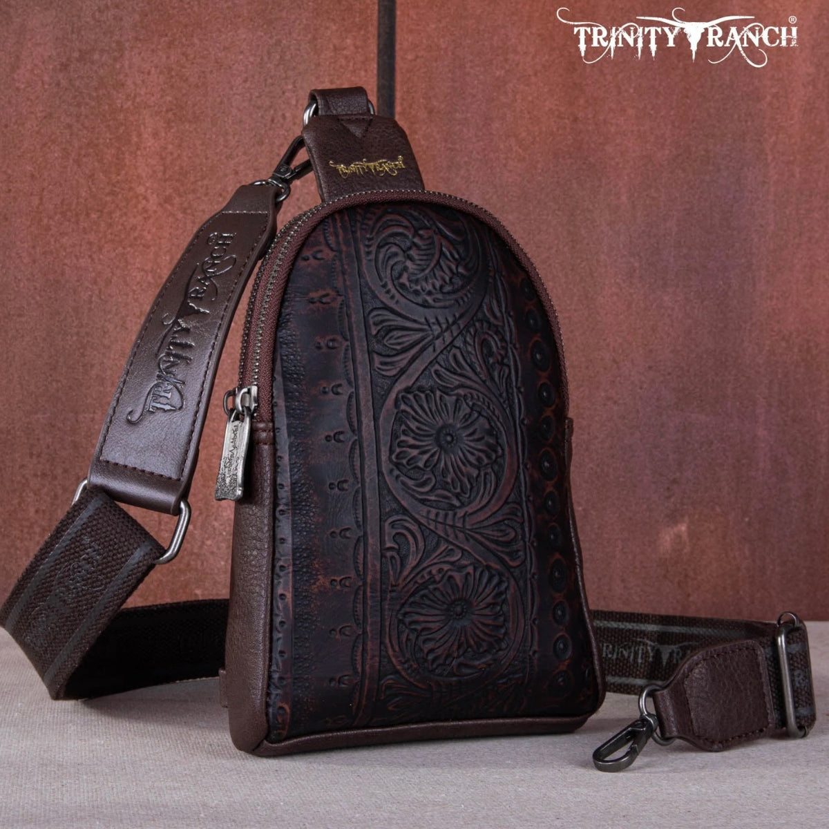 Trinity Ranch Floral Tooled Collection Sling Bag