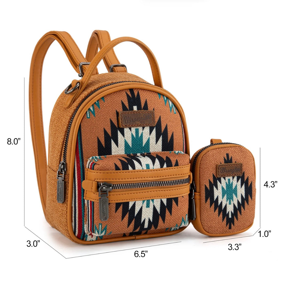 Wrangler Orange Aztec Knitted With Coin Pouch Mini Backpack