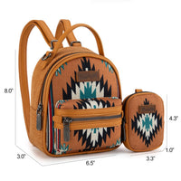 Wrangler Orange Aztec Knitted With Coin Pouch Mini Backpack