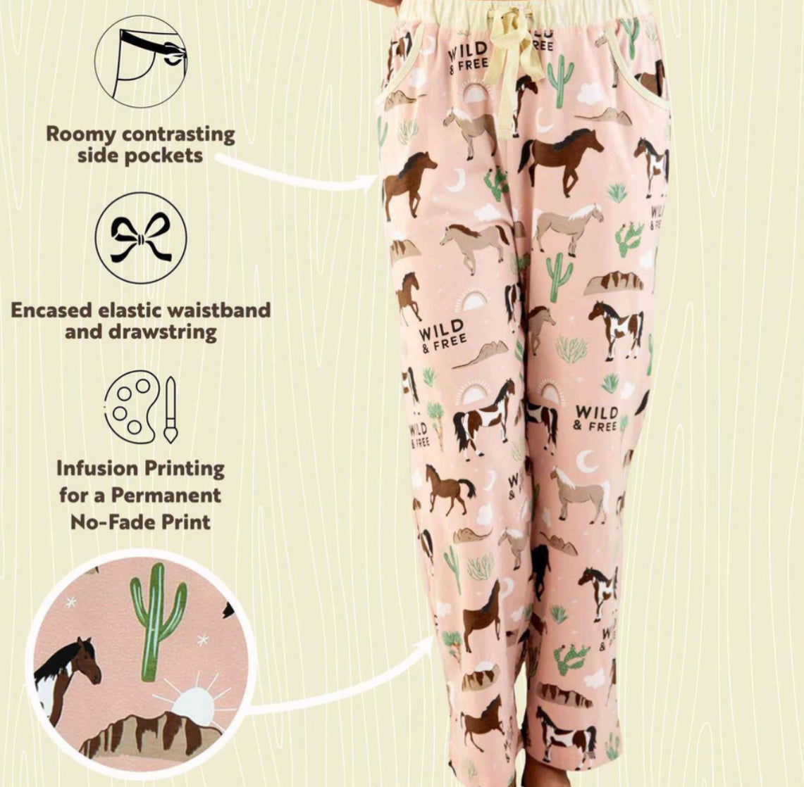 Lazy One Wild & Free Women's Regular Fit Horse PJ Pant
