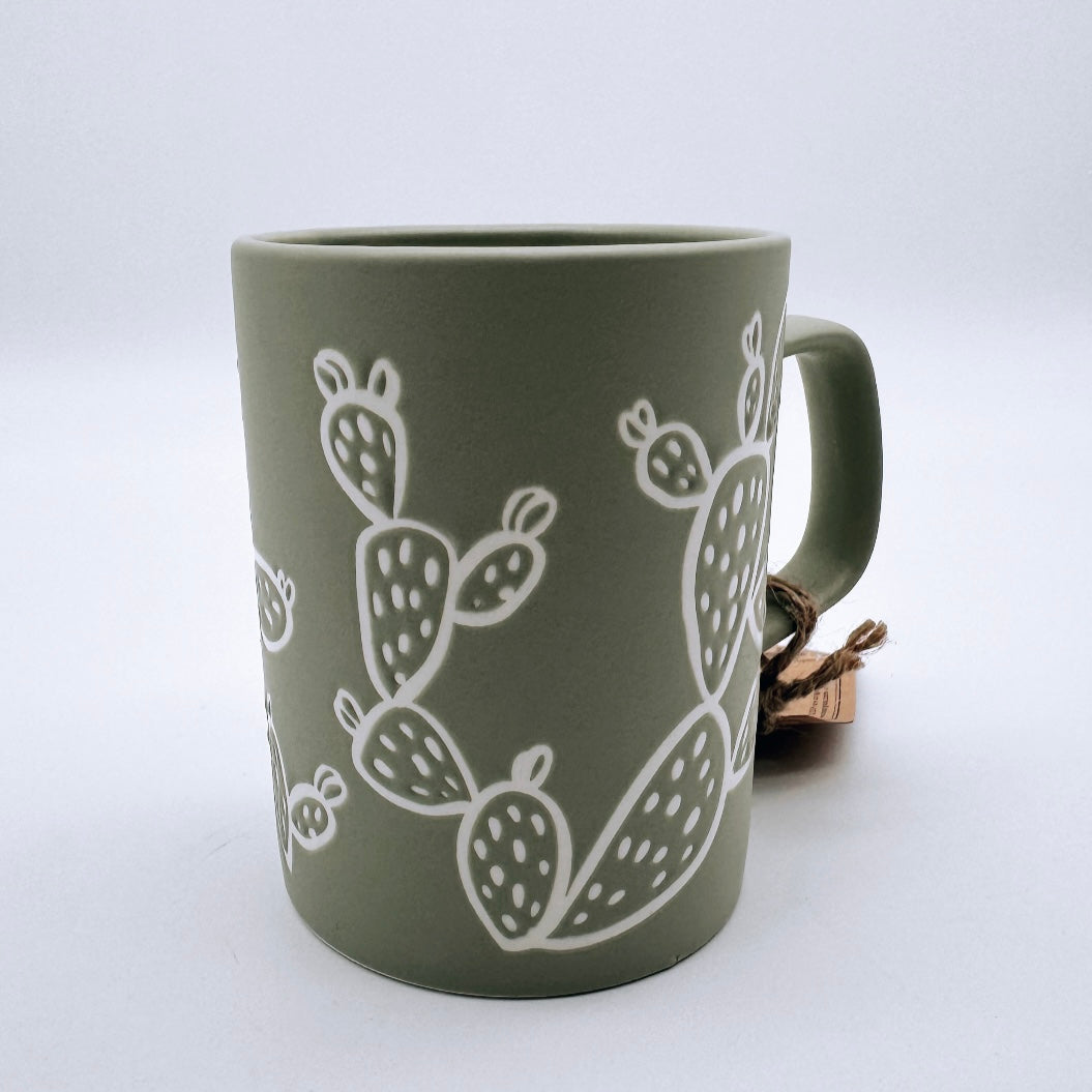 Soft Green & White Cactus Mug