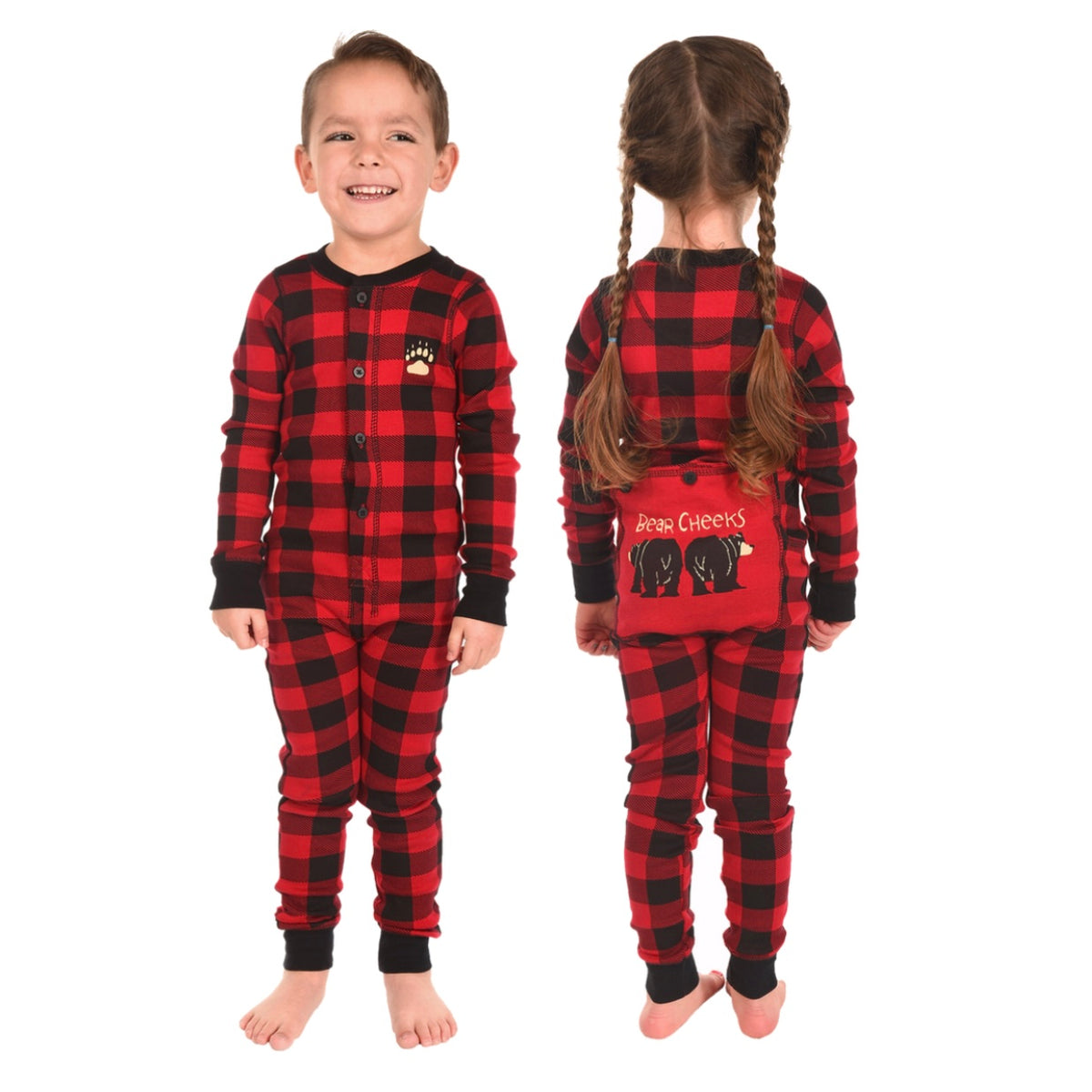 Bear Cheeks Kid’s Plaid Onesie Flapjacks