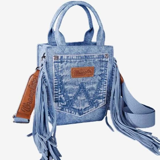 Wrangler Denim Pocket Fringe Crossbody Tote