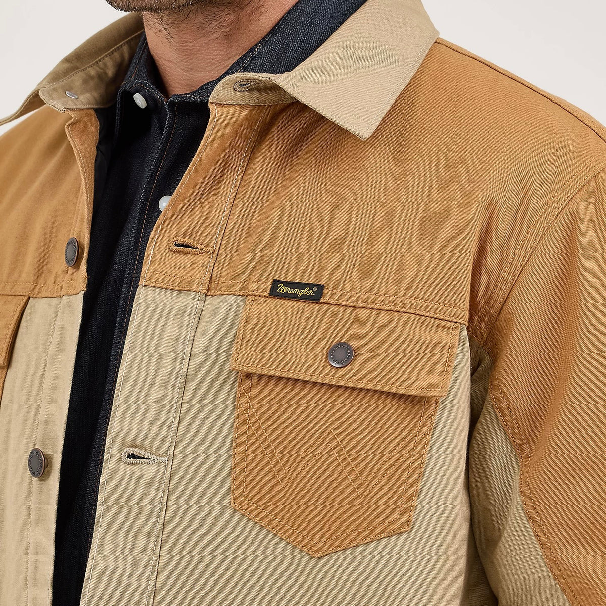 MEN'S WRANGLER MIXED CANVAS CHORE JACKET