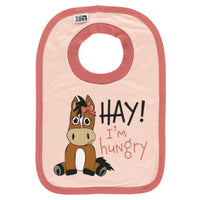 Hay I'm Hungry Pink Infant Horse Bib
