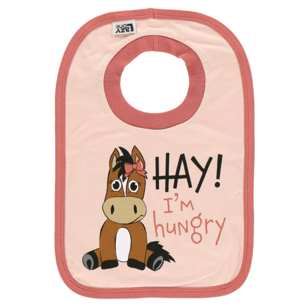 Hay I'm Hungry Pink Infant Horse Bib