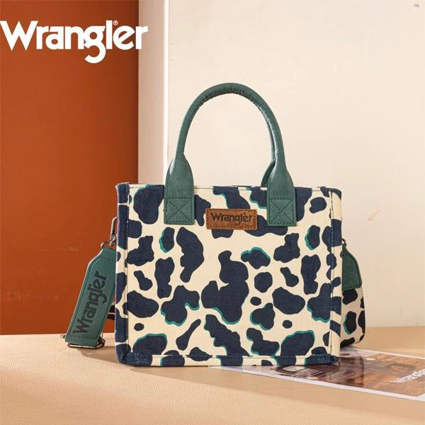 Wrangler Cow Print Concealed Carry Tote/Crossbody -Dark Turquoise
