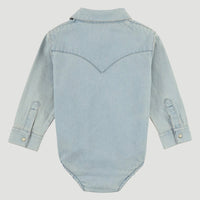 BABY LONG SLEEVE DENIM ONSIE WITH WESTERN SNAP PLACKET
