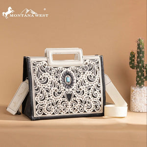 MONTANA WEST CUT-OUT EMBROIDERED TOTE BAG