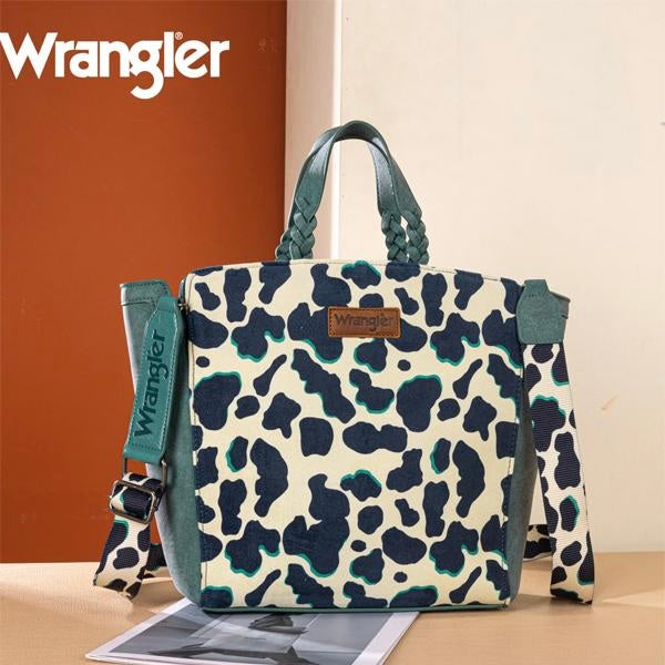 Wrangler Cow Print Concealed Carry Tote/Crossbody- Dark Turquoise