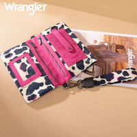 Wrangler Cow Print Wallet/Wristlet/Crossbody - Hot Pink