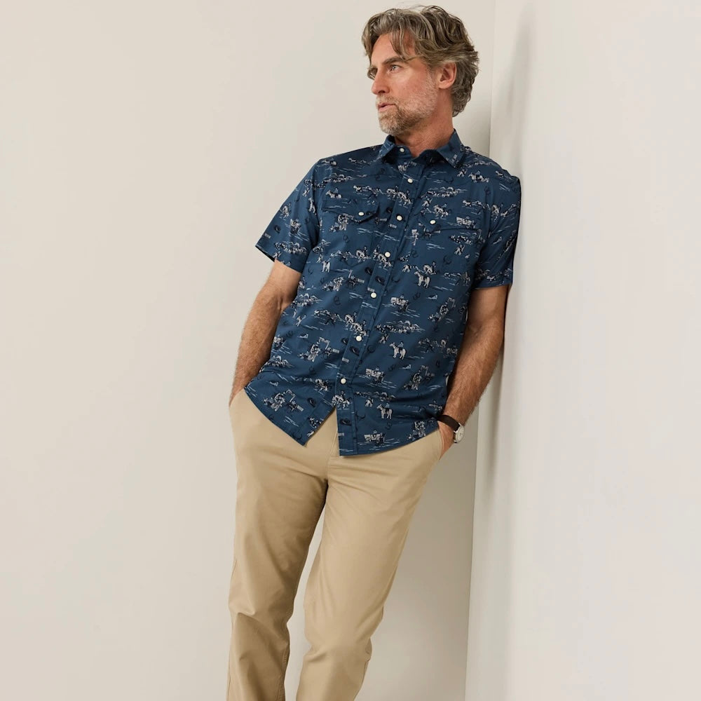 Pendleton Men’s Short-Sleeve Blue Cowboy Laramie Snap-Front Shirt