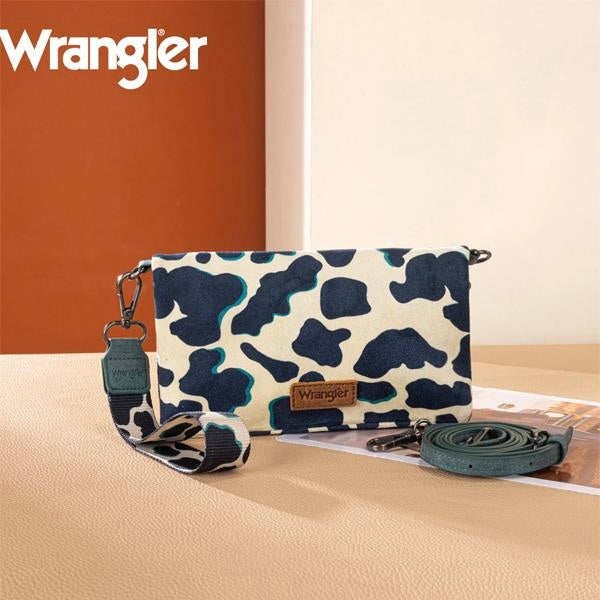 Wrangler Cow Print Wallet/Wristlet/Crossbody -Dark Turquoise