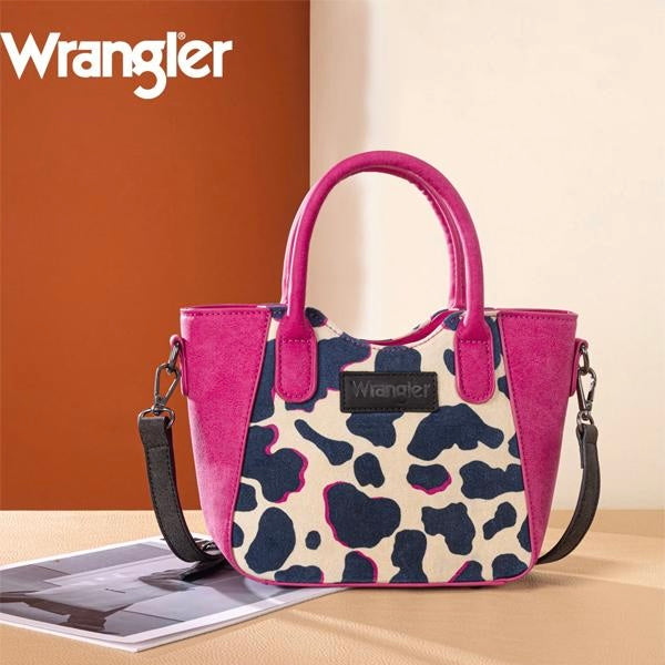 Wrangler Cow Print Mini Tote Crossbody - Hot Pink