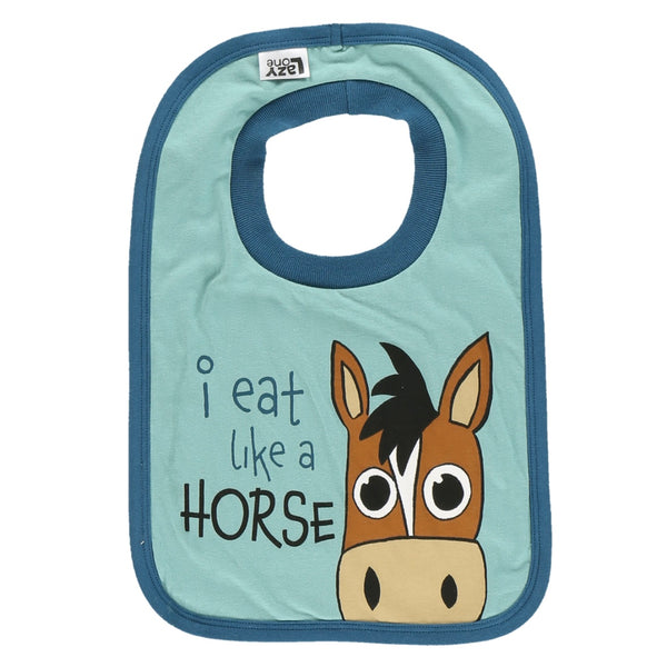Eat Like a Horse Blue Infant Bib