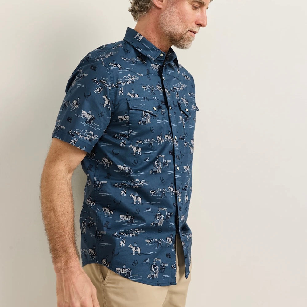 Pendleton Men’s Short-Sleeve Blue Cowboy Laramie Snap-Front Shirt