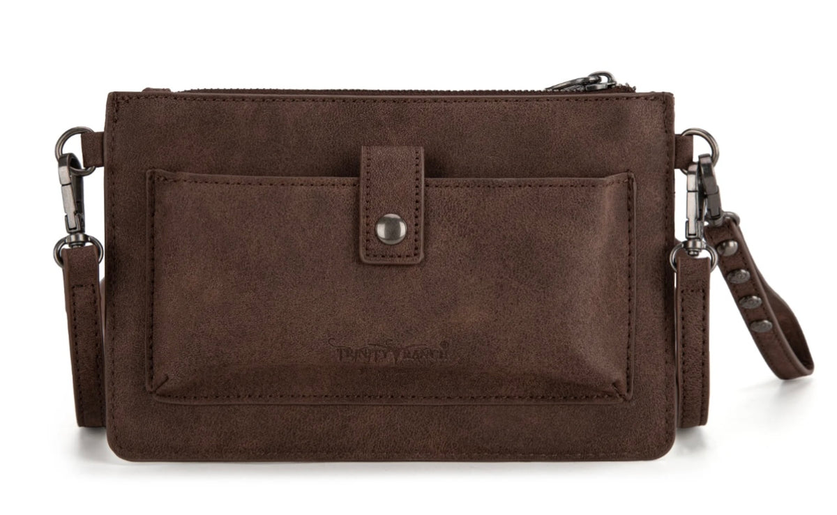 Trinity Ranch Floral Aztec Tooled Collection Clutch/Crossbody