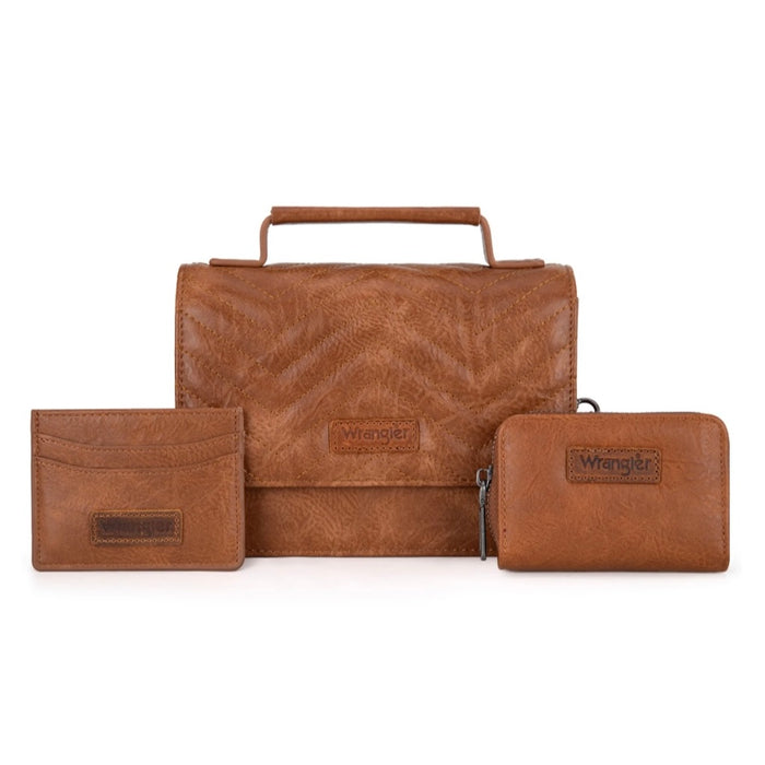 Wrangler 3PCs Set Mini Top Handle Crossbody/Wallet/Card Case Set