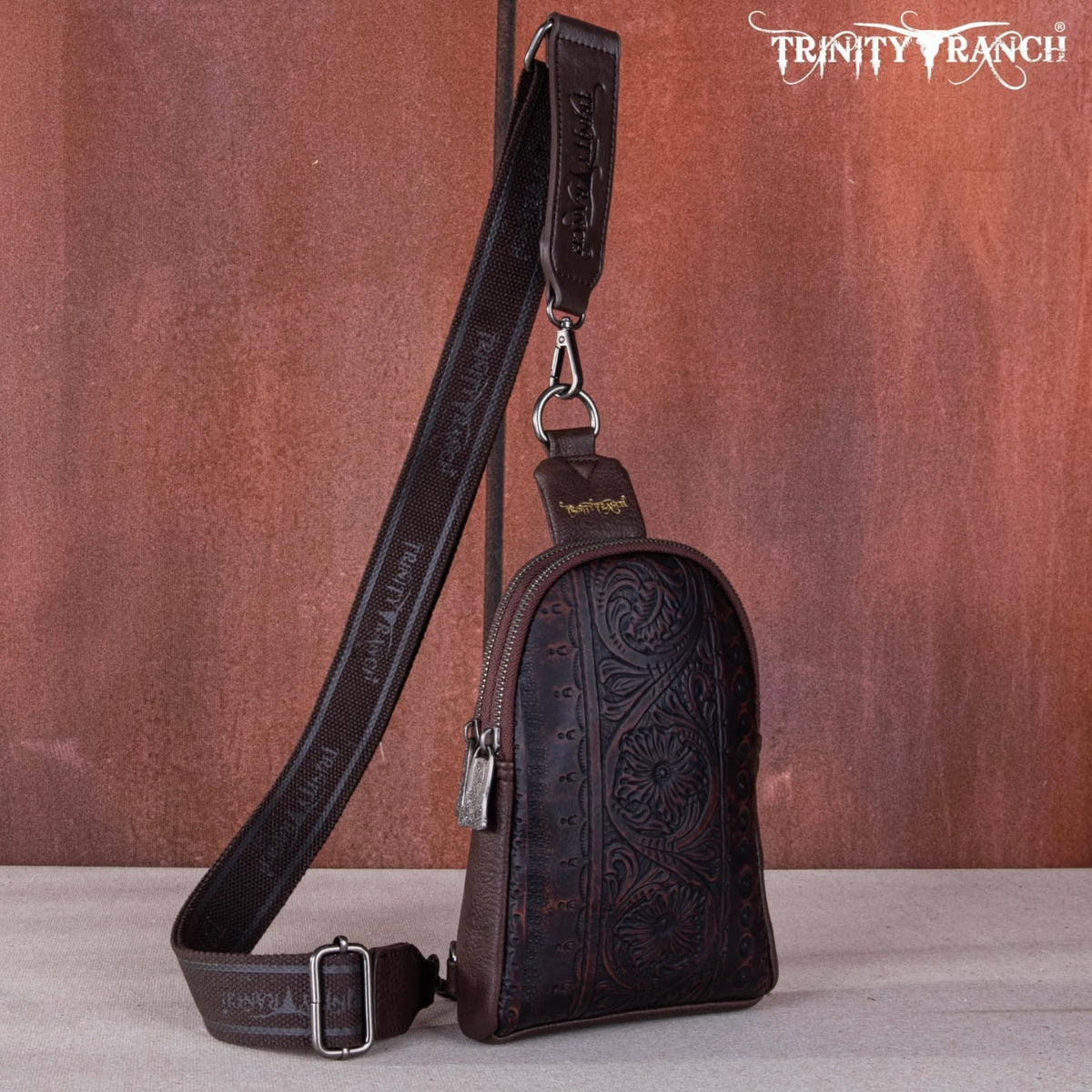 Trinity Ranch Floral Tooled Collection Sling Bag