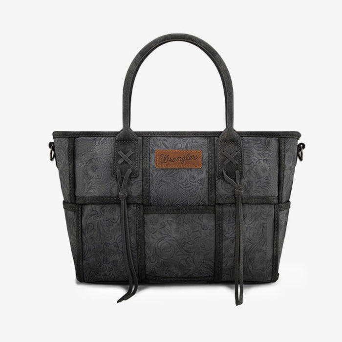Wrangler Woven Tooled Grid Panel Tote Bag