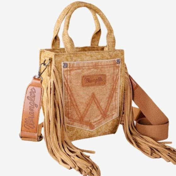 Wrangler Denim Pocket Fringe Crossbody Tote