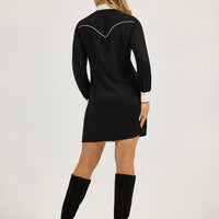 Woman's Contrast Cuff Western Mini Dress