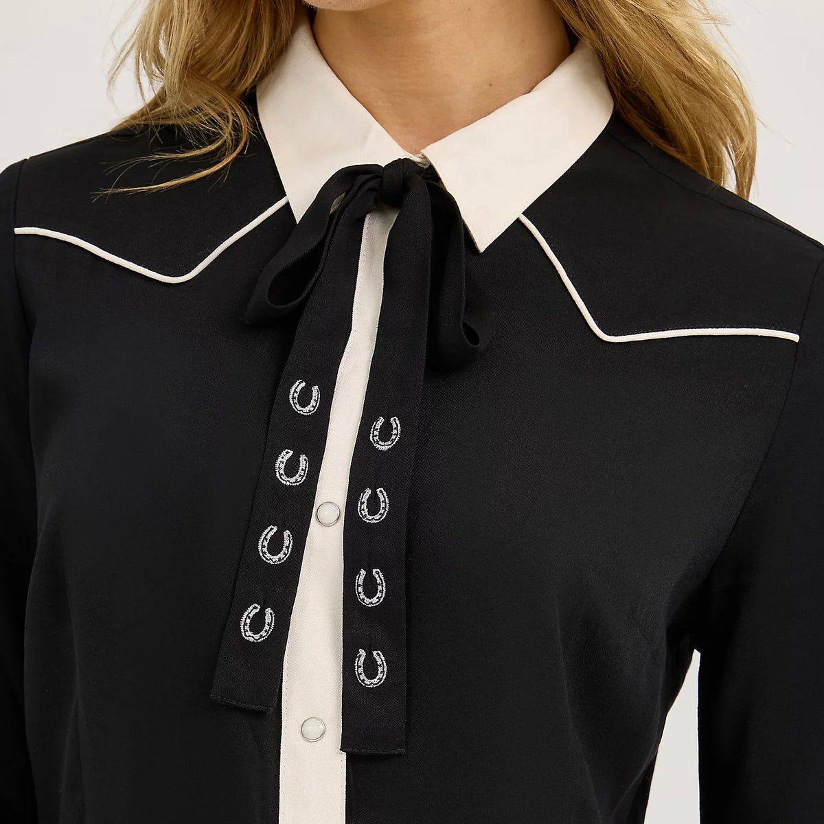 Woman's Contrast Cuff Western Mini Dress