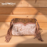 Trinity Ranch Floral Tooled Hair-On Cowhide Crossbody