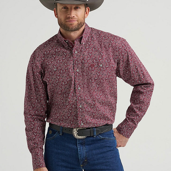 Wrangler George Strait Long Sleeve Button Down Two Pocket Shirt