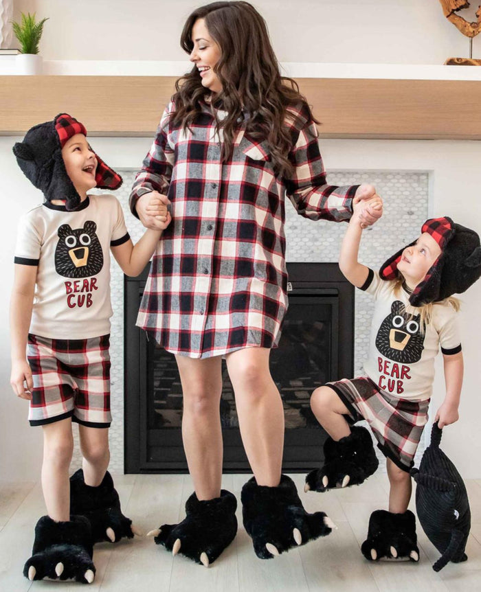 Lazy One Black Bear Kid and Adult Paw Slipper