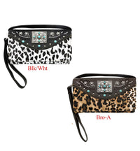 Tri-Fold Leopard Print Wallet with Crossbody Strap