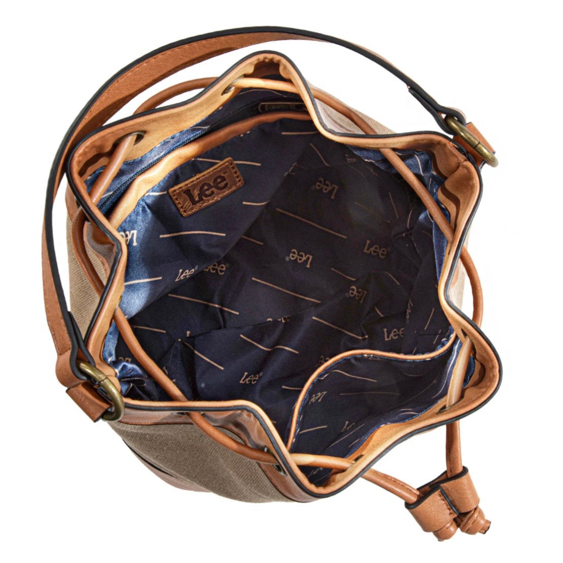 LEE Waxed Canvas Drawstring Hobo Crossbody Bag