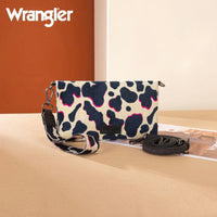 Wrangler Cow Print Wallet/Wristlet/Crossbody - Hot Pink