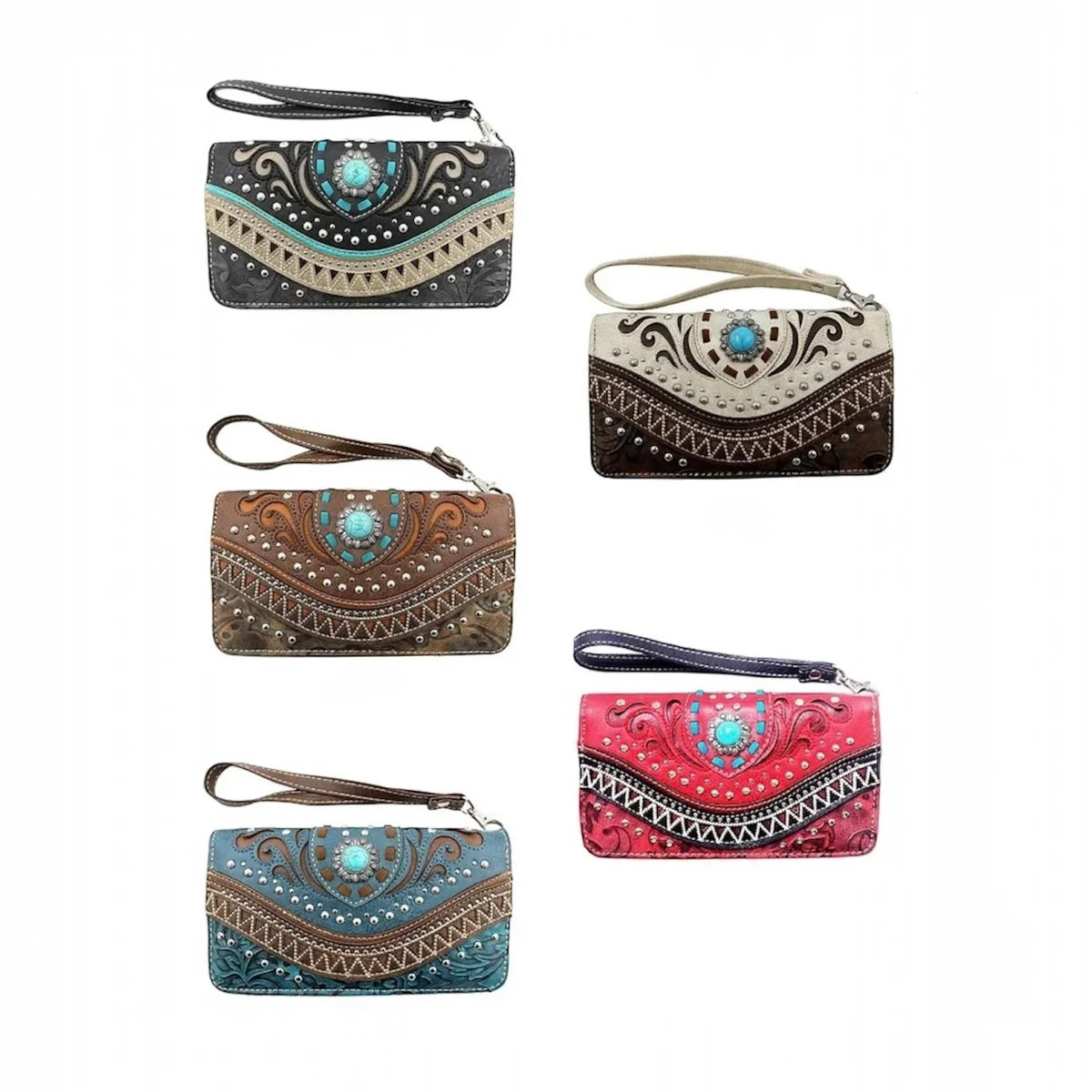 Concho Inlay Zip Wallet