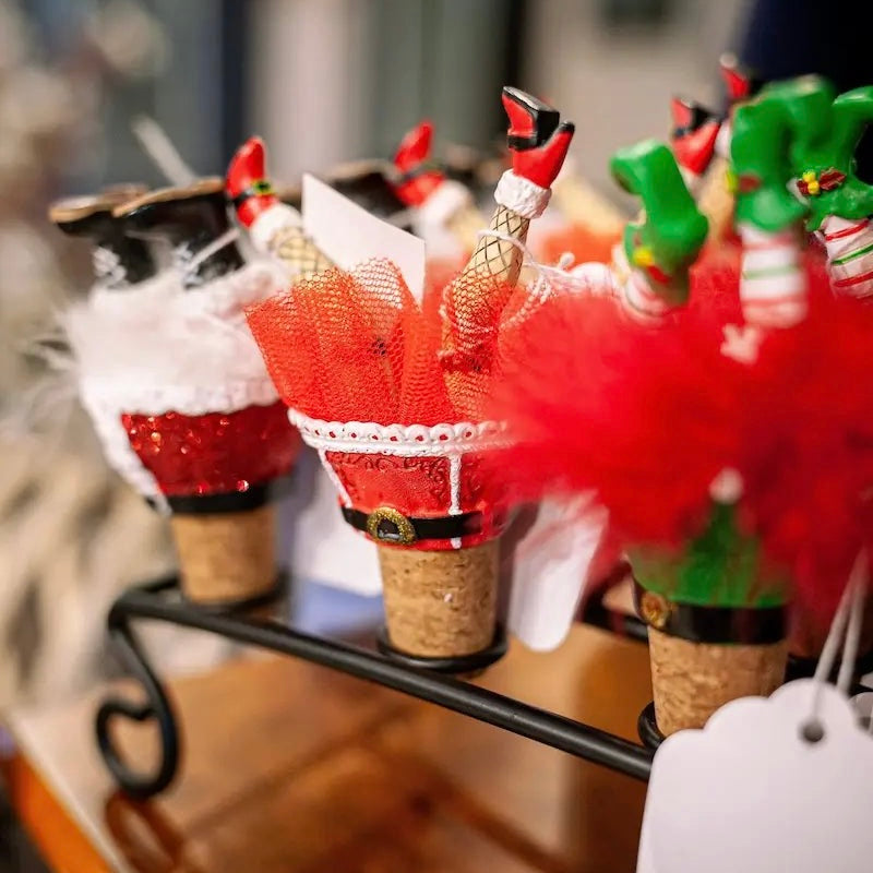 Christmas Wiggle Legs Wine Bottle Stopper Marabou Feathers